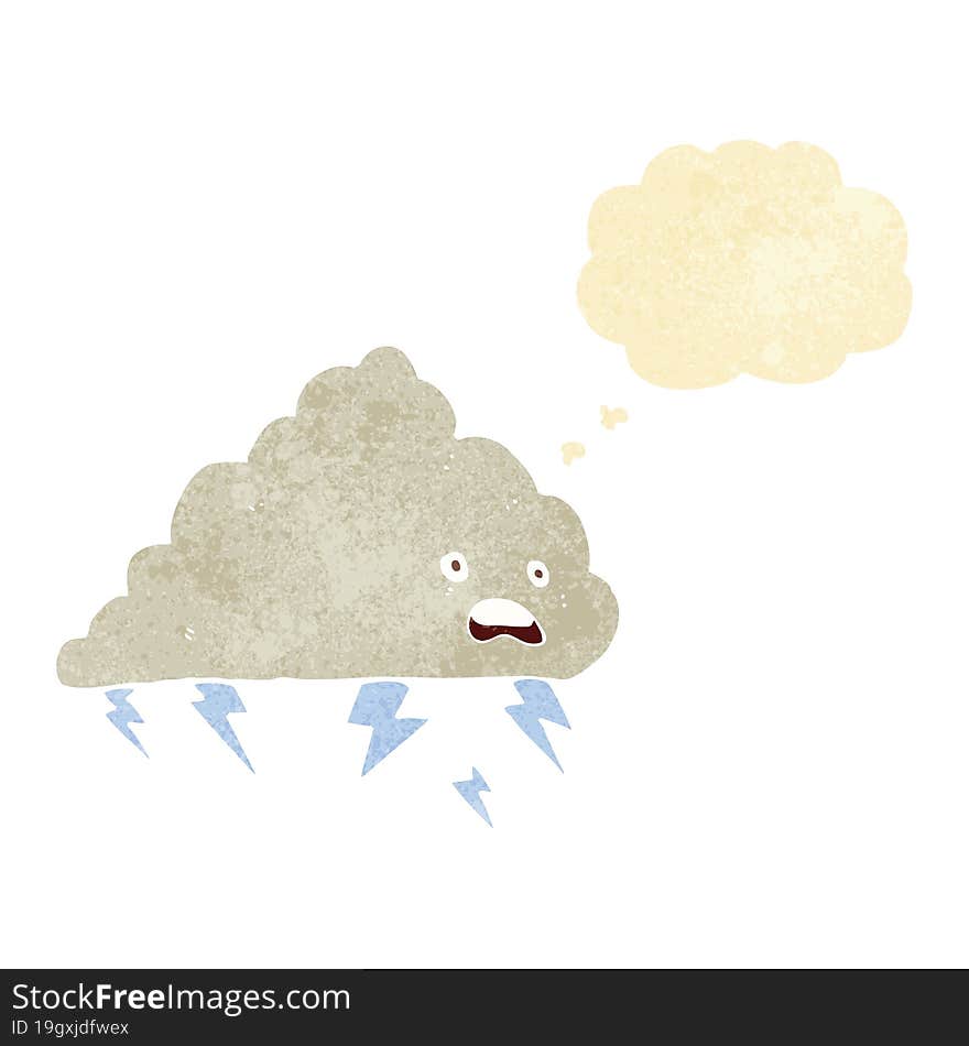 cartoon thundercloud with thought bubble