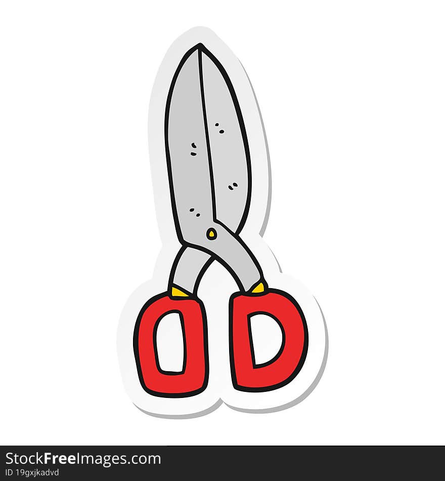 Sticker Of A Cartoon Scissors