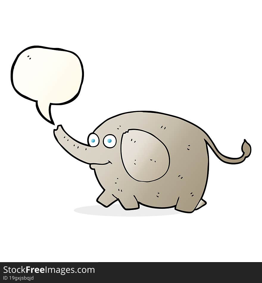 freehand drawn speech bubble cartoon elephant