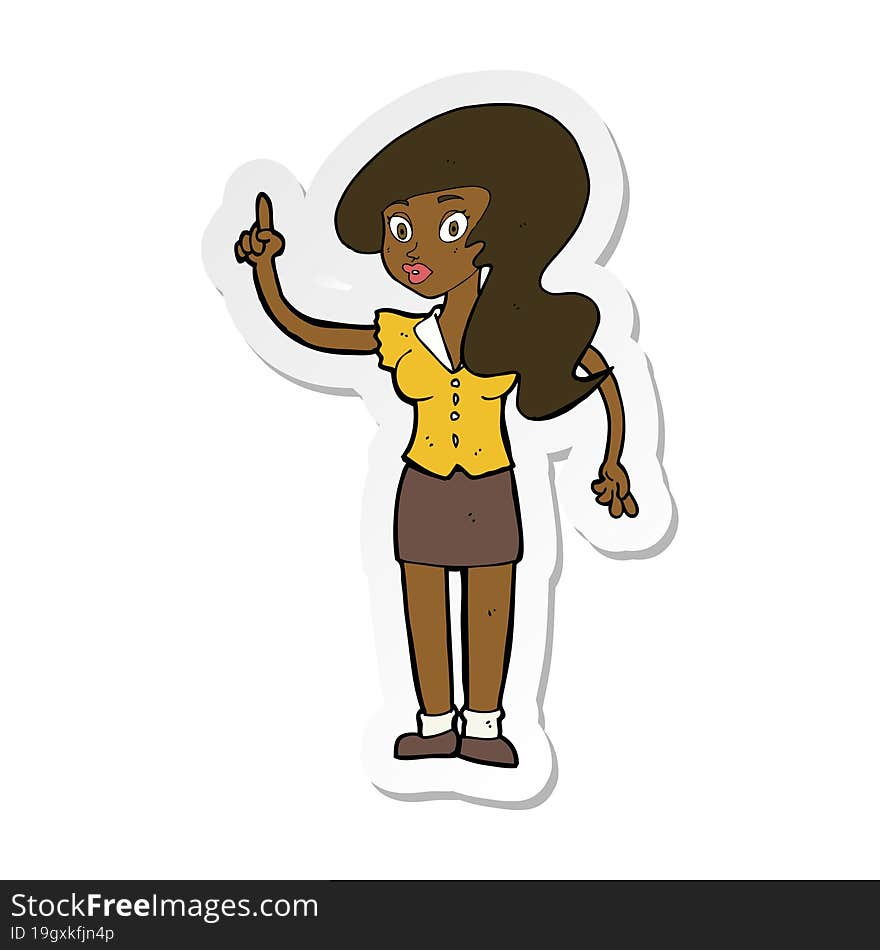 sticker of a cartoon pretty woman with idea