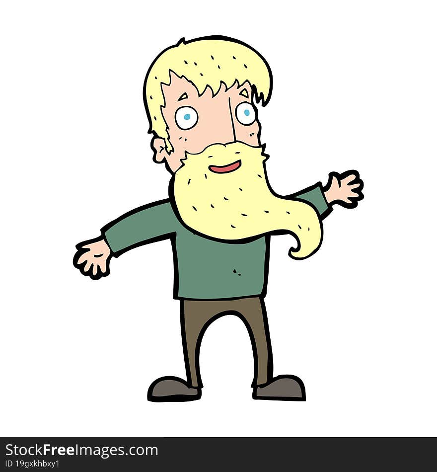 Cartoon Man With Beard Waving