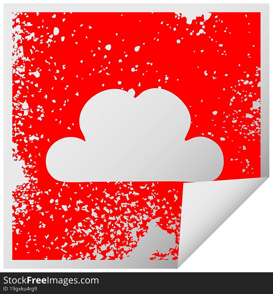 distressed square peeling sticker symbol white cloud