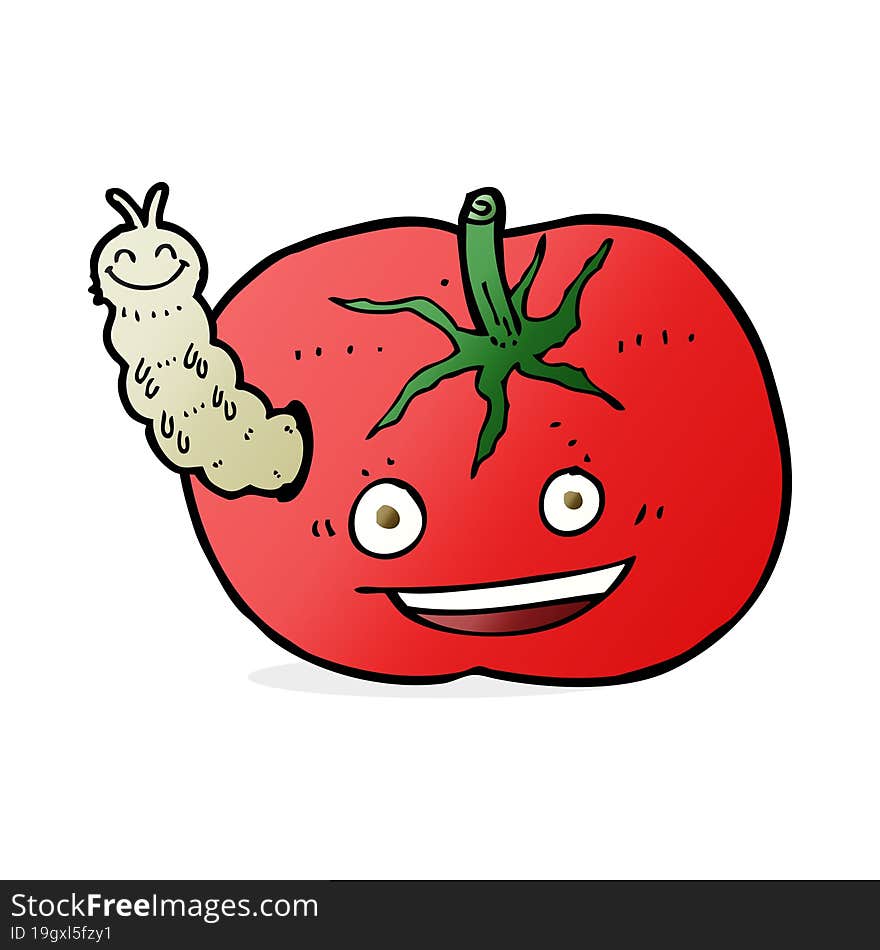 cartoon tomato with bug