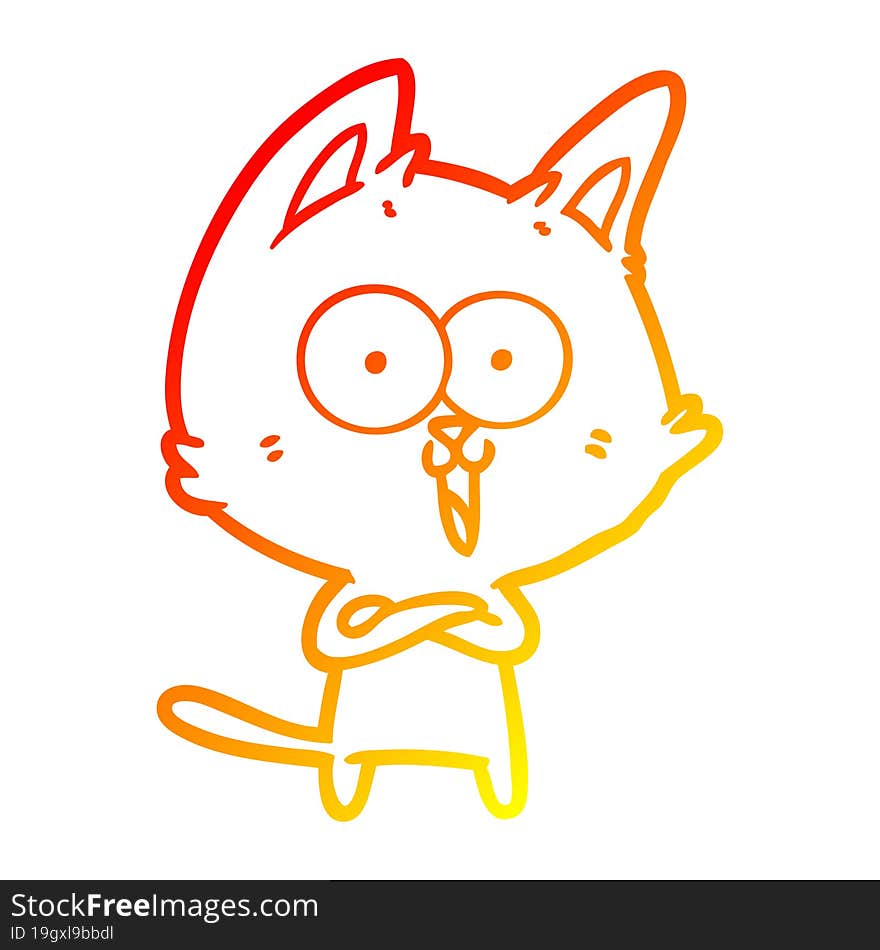 warm gradient line drawing funny cartoon cat