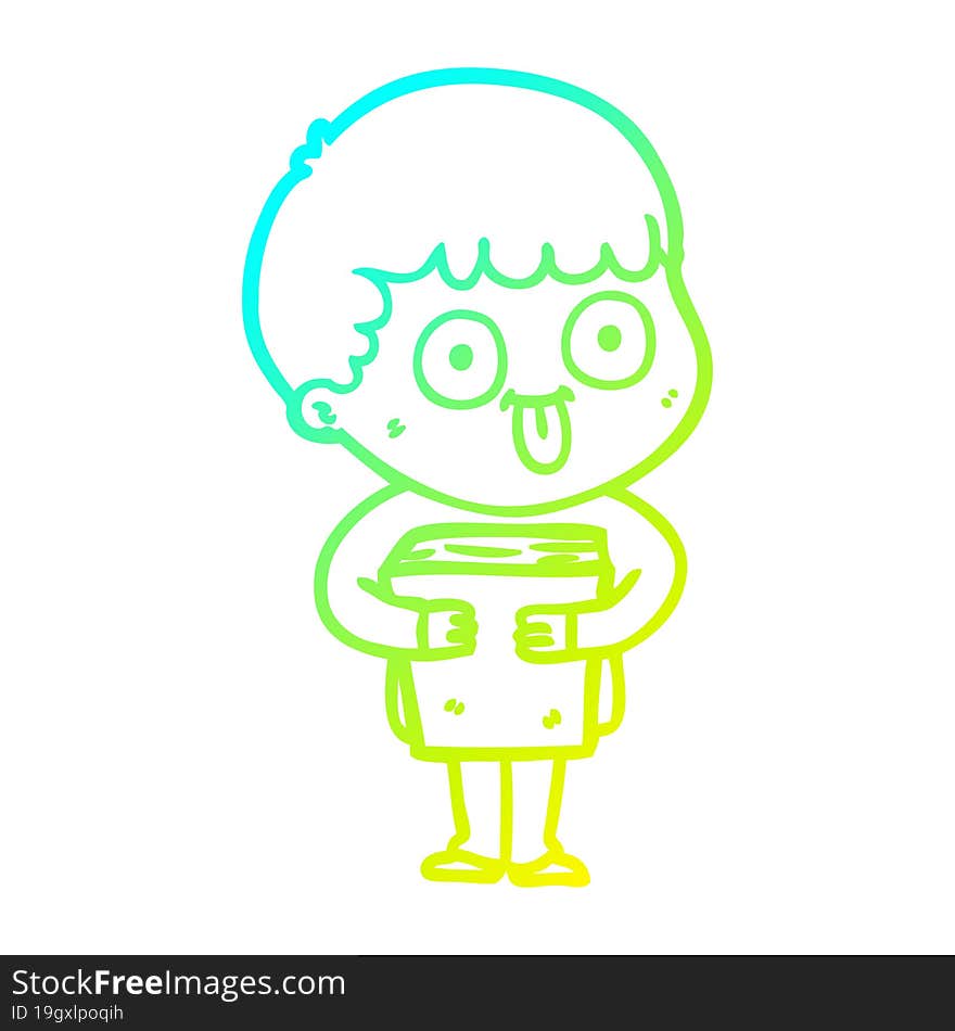 cold gradient line drawing cartoon man staring