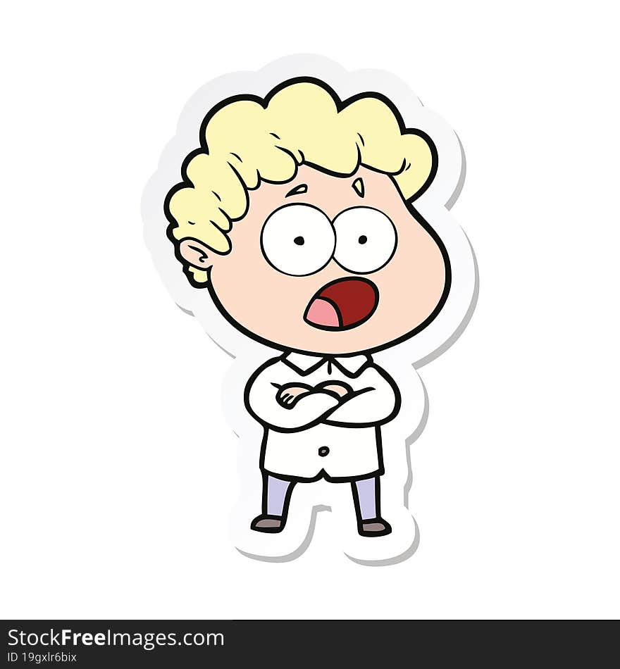 sticker of a cartoon man gasping in surprise