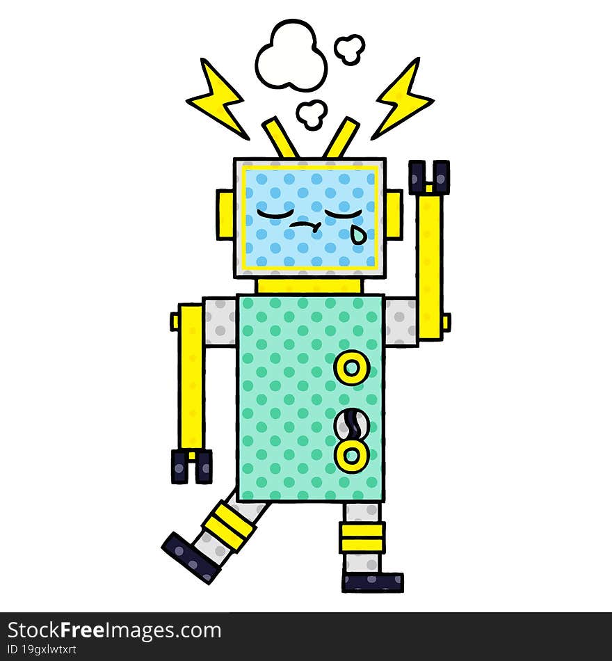 Comic Book Style Cartoon Robot