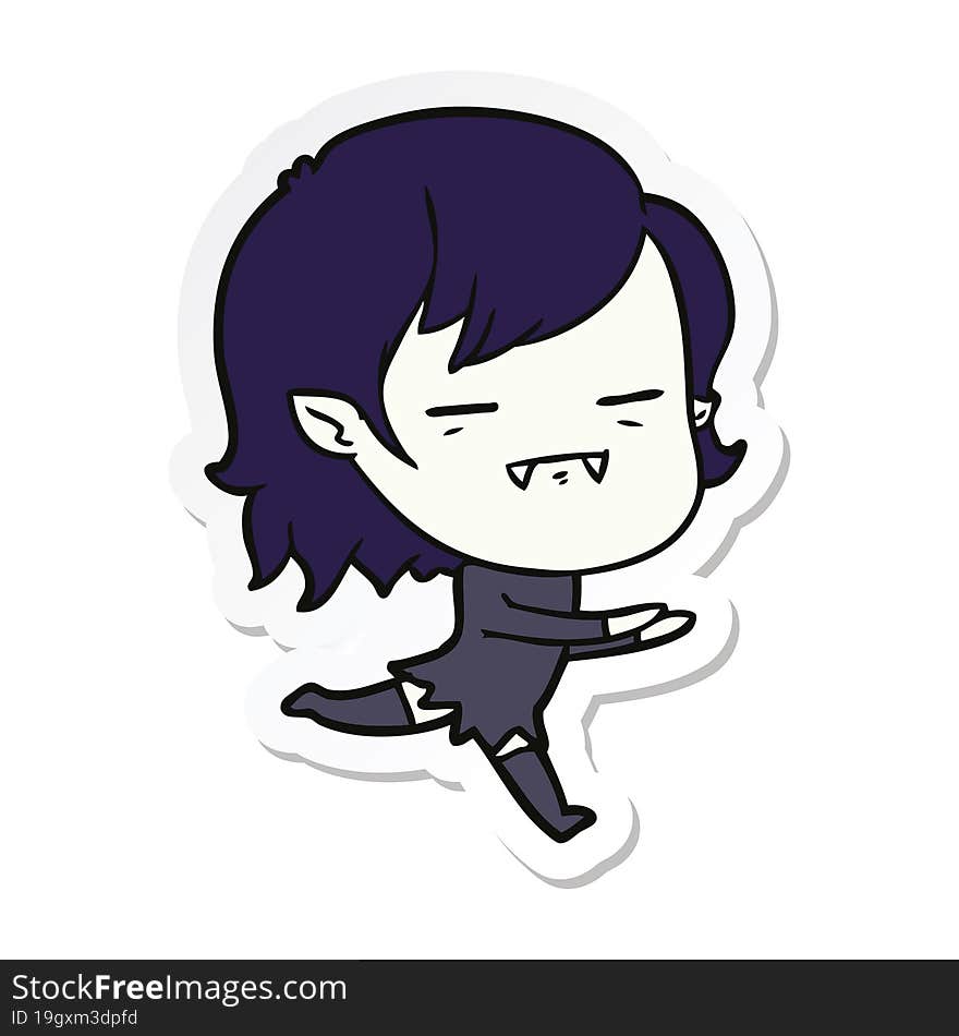 sticker of a cartoon undead vampire girl running