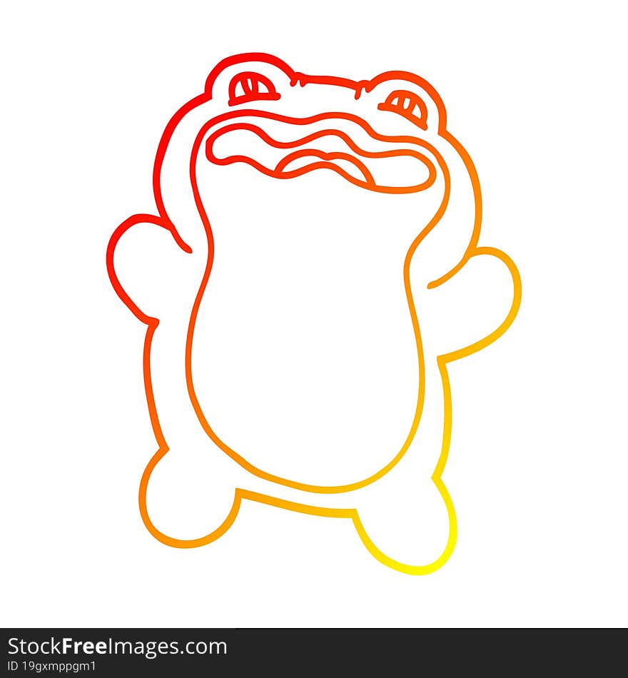 warm gradient line drawing cartoon frog