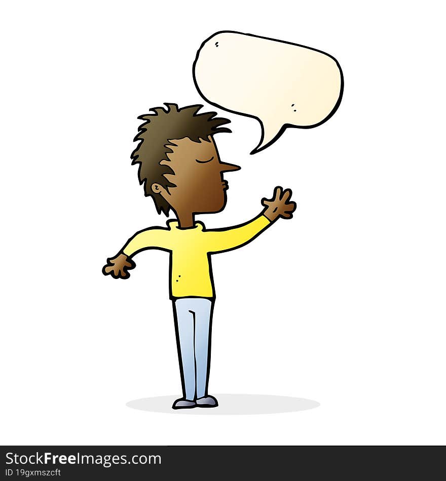 Cartoon Dismissive Man With Speech Bubble