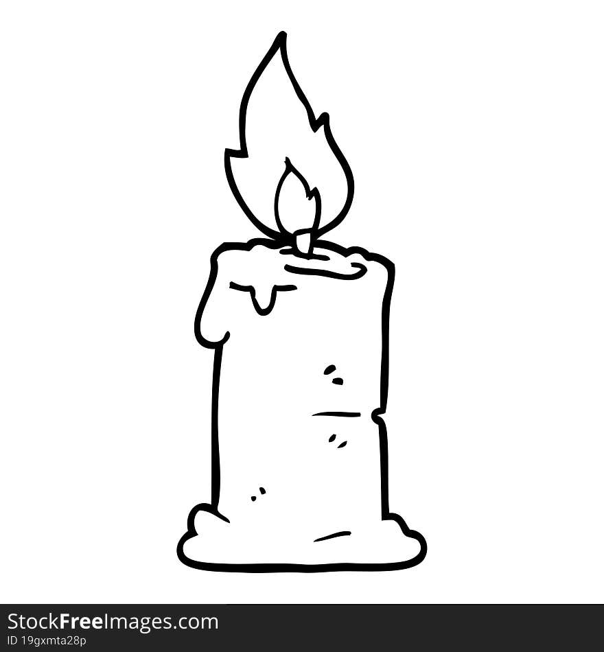 line drawing cartoon lit candle