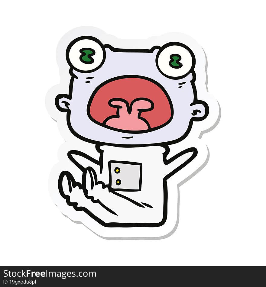 Sticker Of A Cartoon Weird Alien Shouting