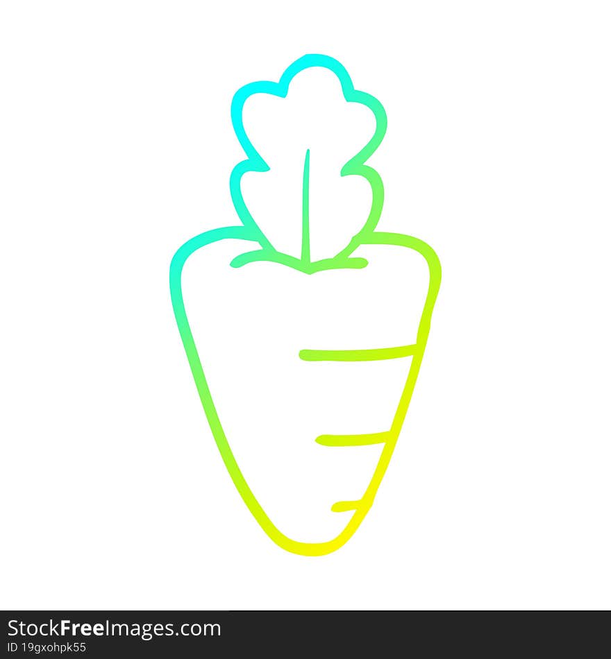 cold gradient line drawing of a cartoon carrot