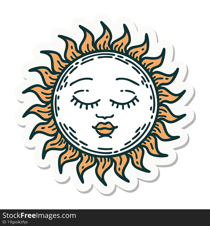 tattoo style sticker of a sun