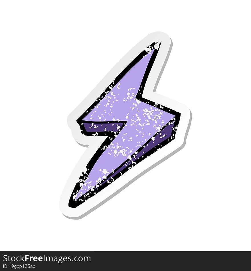 Retro Distressed Sticker Of A Cartoon Lightning Bolt Symbol