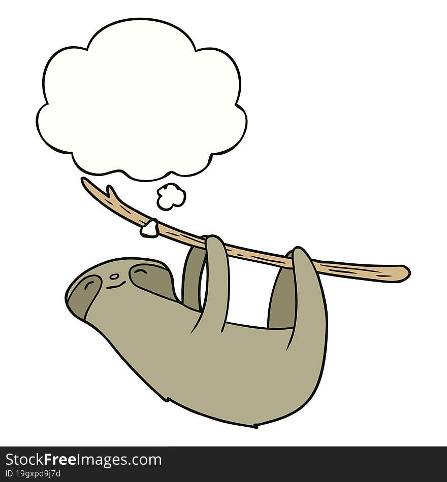 cartoon sloth with thought bubble. cartoon sloth with thought bubble