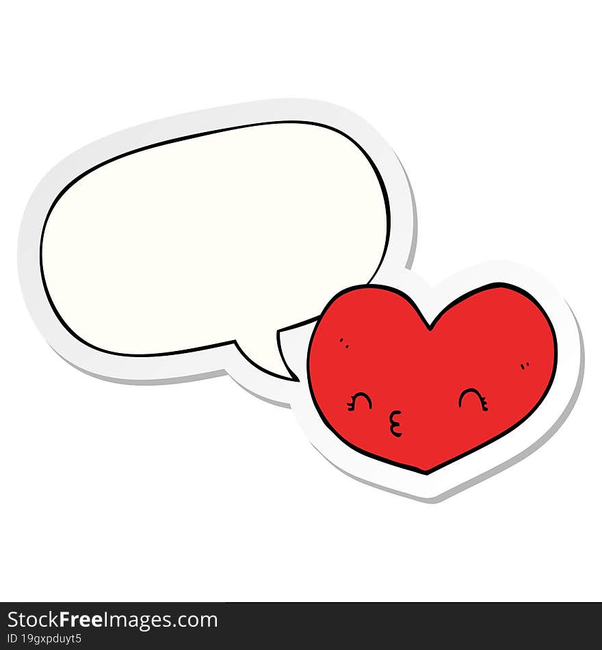 Cartoon Love Heart And Speech Bubble Sticker