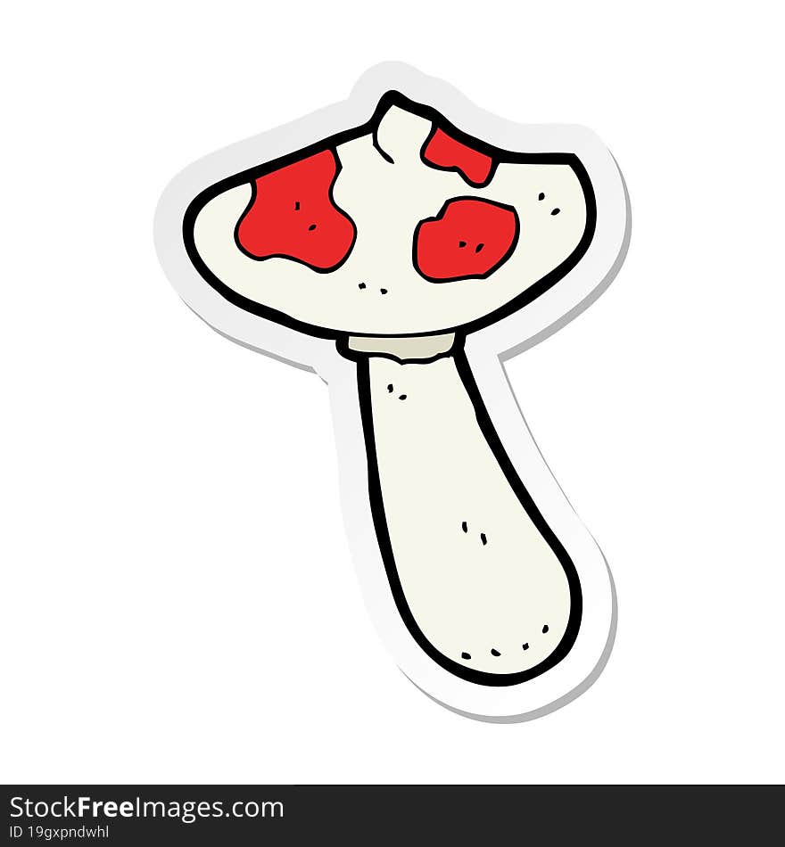 sticker of a cartoon toadstool