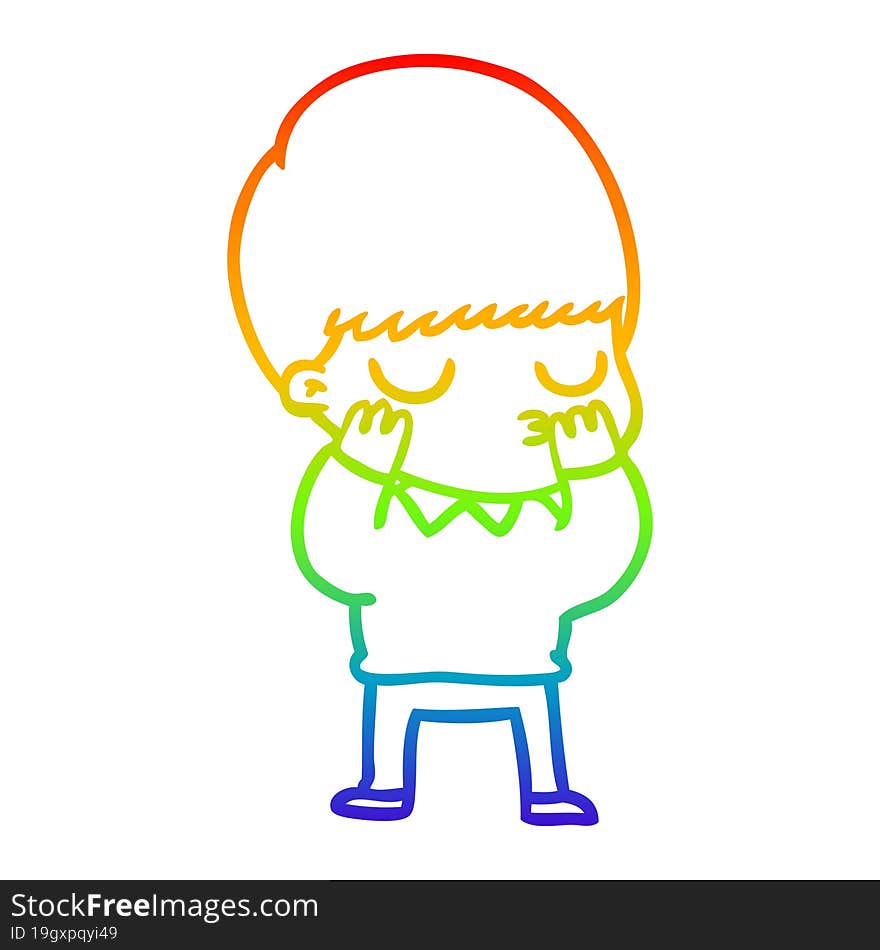 rainbow gradient line drawing cartoon calm boy