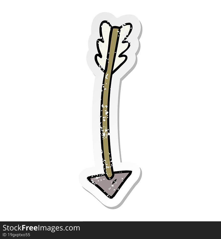 distressed sticker cartoon doodle of an arrow