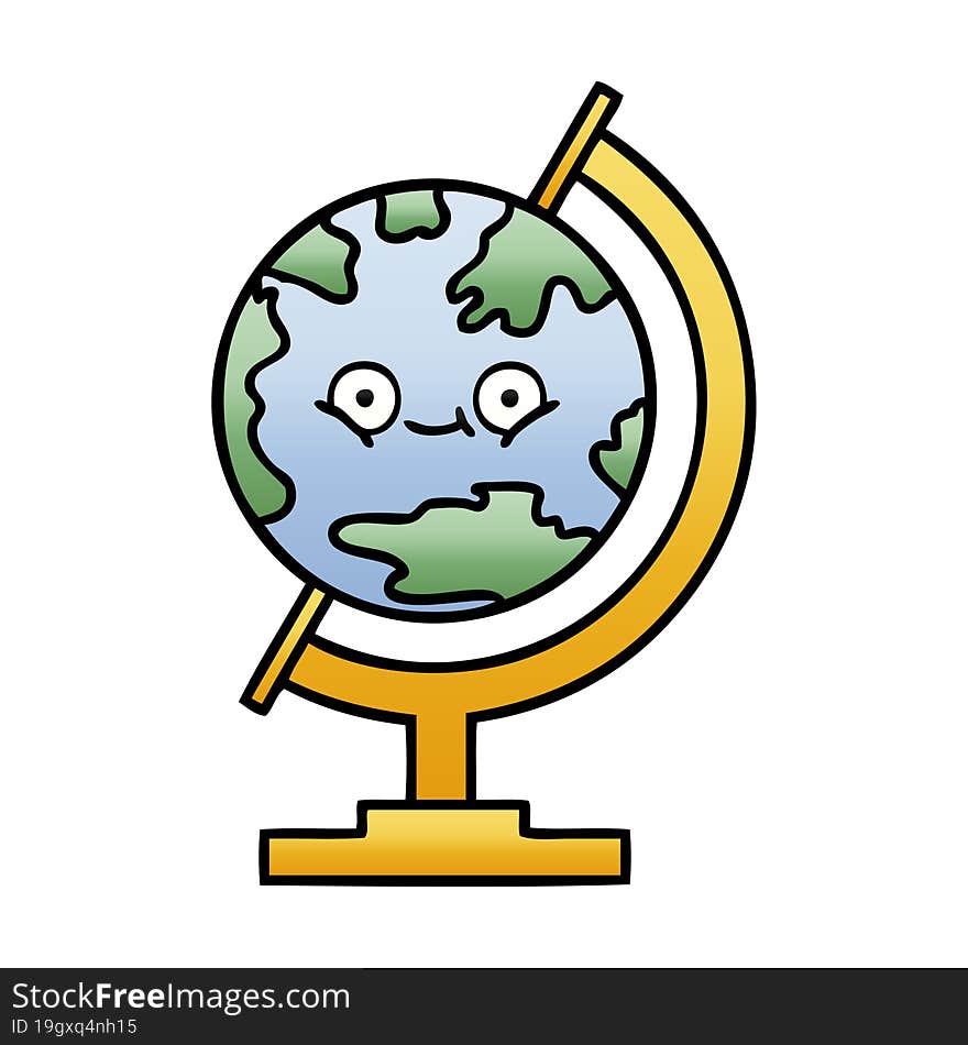 gradient shaded cartoon globe of the world