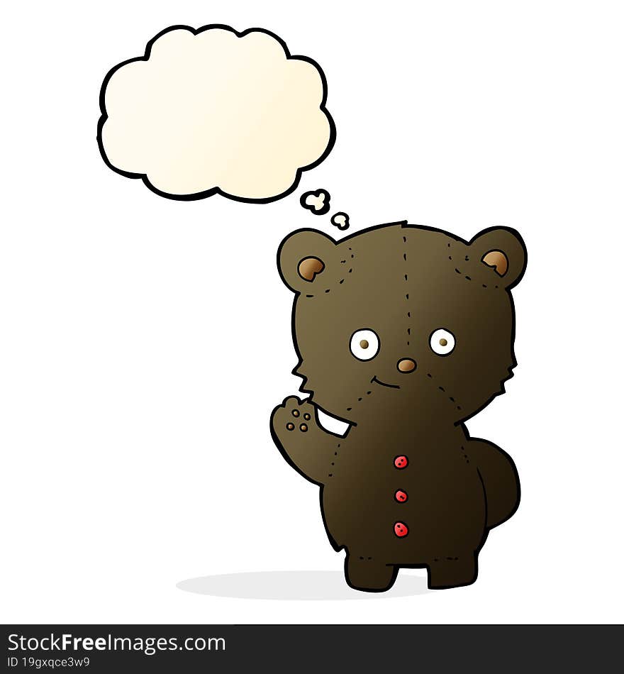 cartoon black bear cub with thought bubble