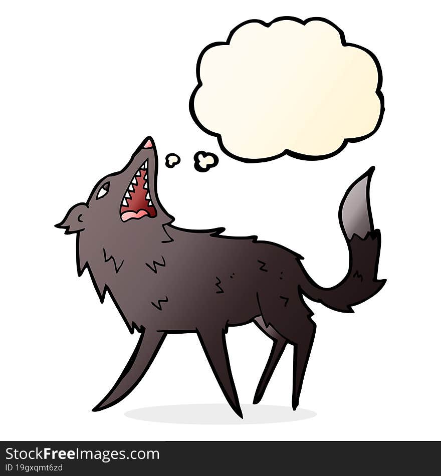 Cartoon Snapping Wolf With Thought Bubble