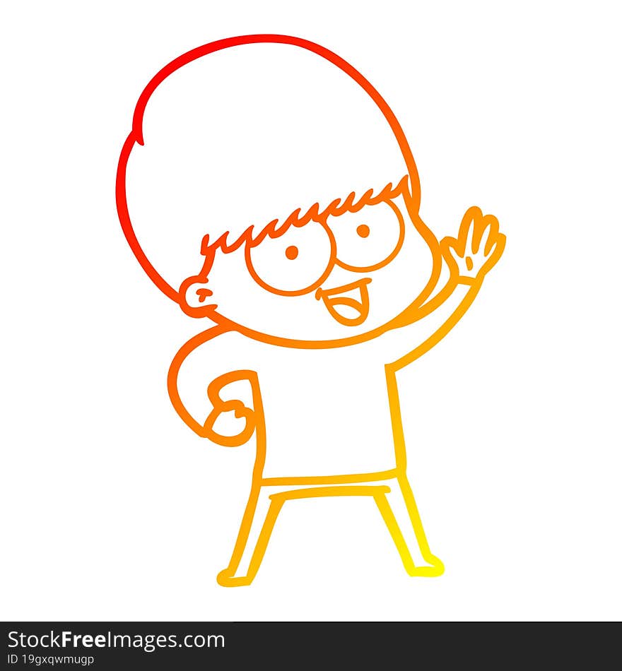 Warm Gradient Line Drawing Happy Cartoon Boy