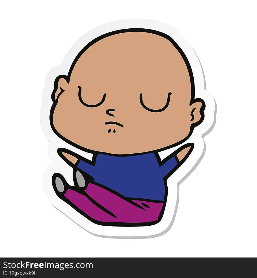 sticker of a cartoon bald man