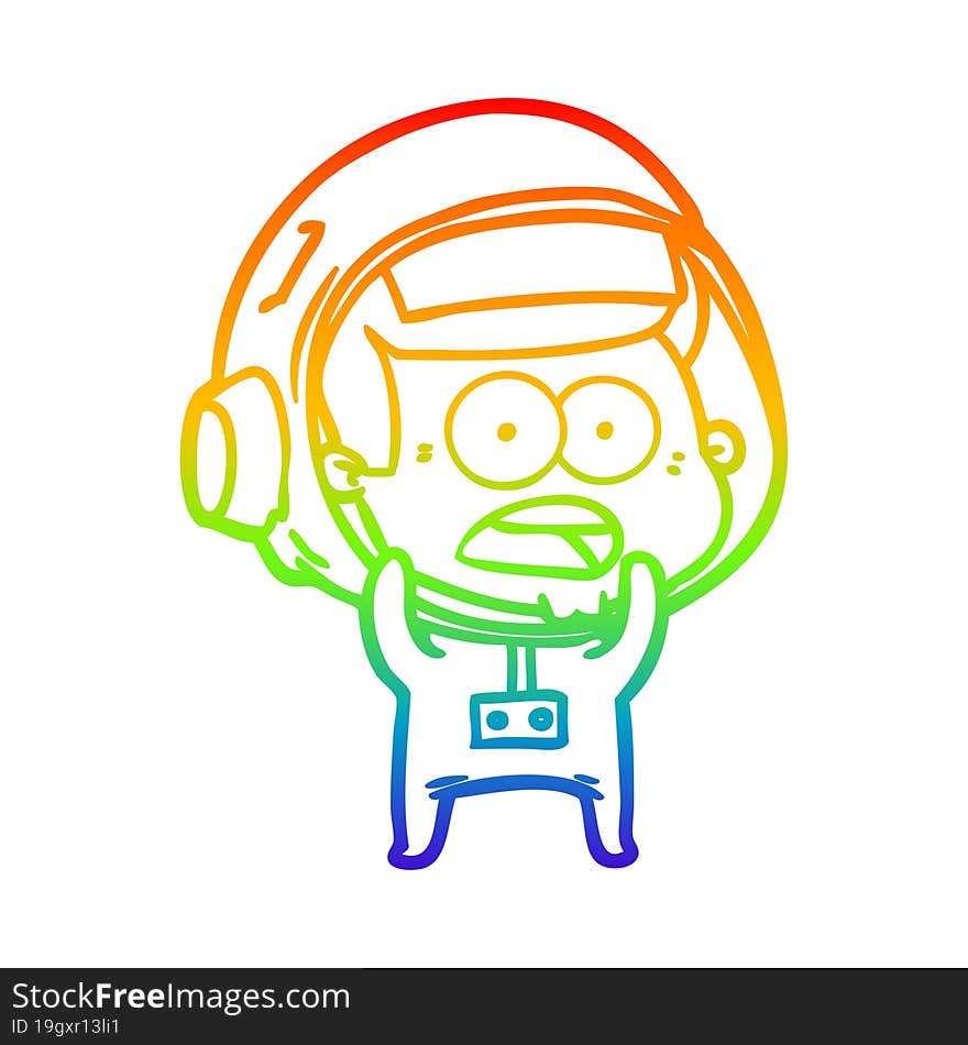 rainbow gradient line drawing cartoon surprised astronaut