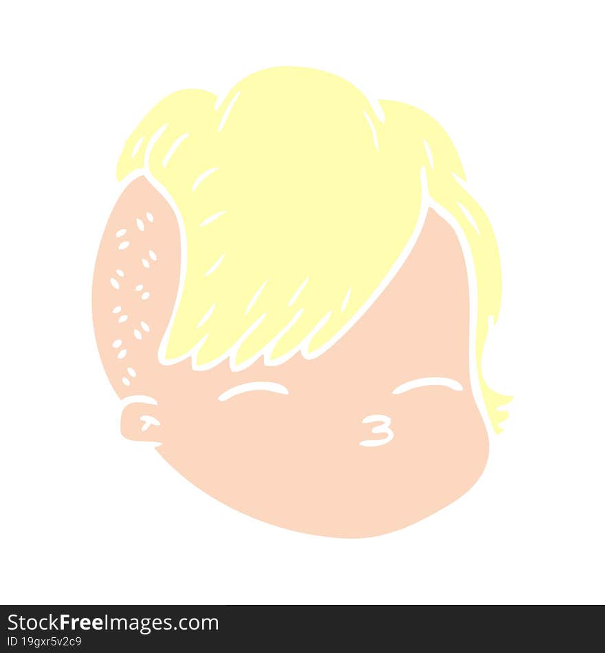 flat color style cartoon female face