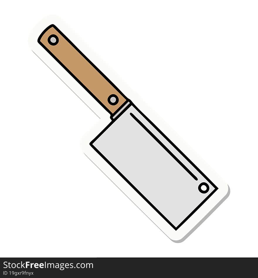 tattoo style sticker of a meat cleaver