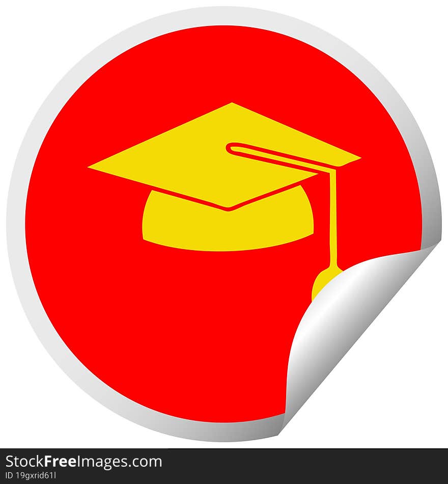 circular peeling sticker cartoon graduation cap