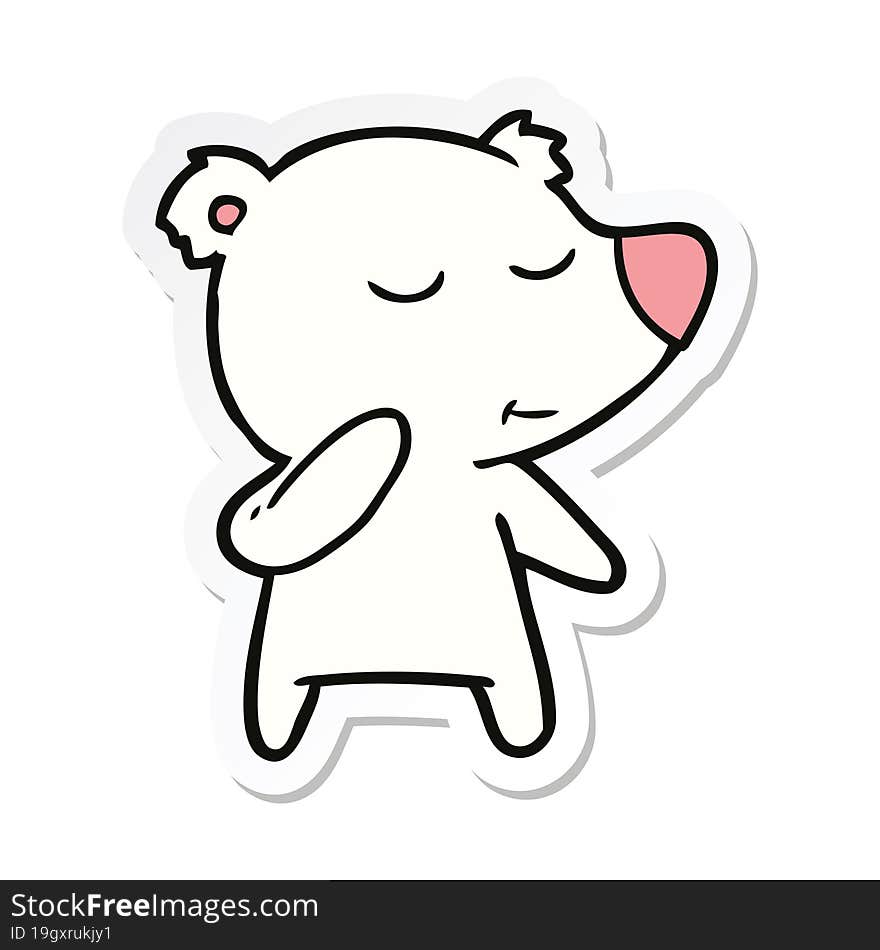 sticker of a cartoon polar bear considering