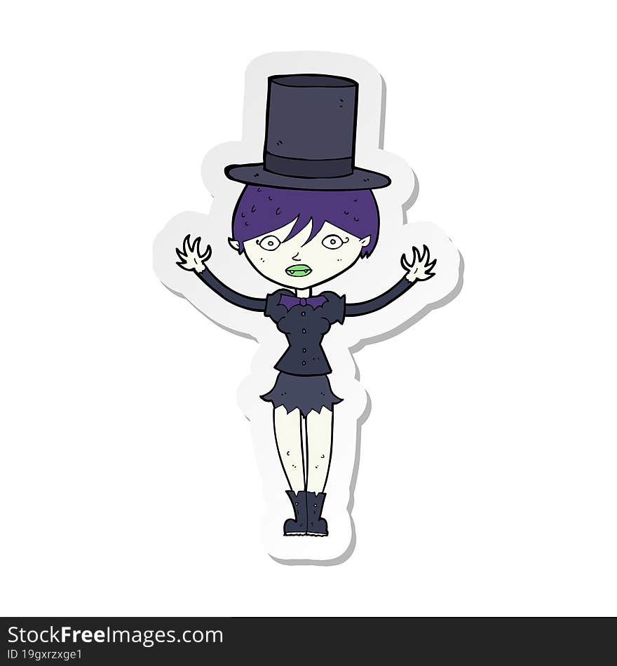 sticker of a cartoon halloween vampire girl