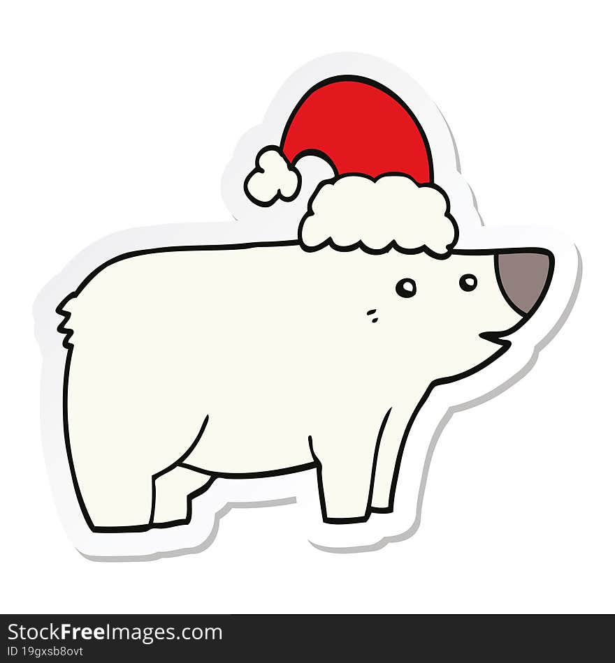 sticker of a cartoon bear wearing christmas hat