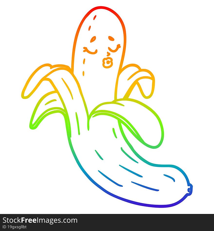 Rainbow Gradient Line Drawing Cartoon Best Quality Organic Banana