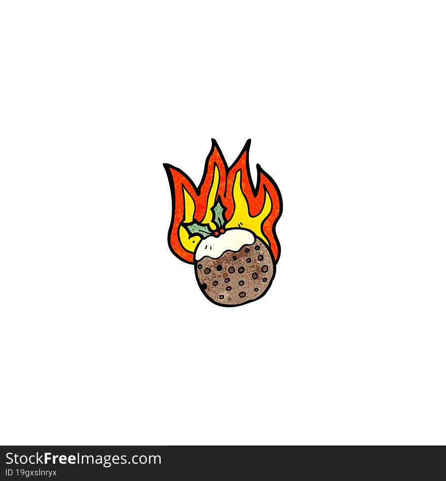 Flaming Christmas Pudding Cartoon