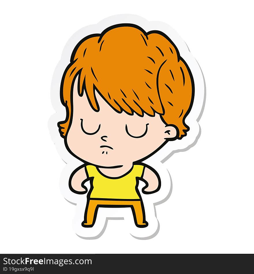 sticker of a cartoon woman