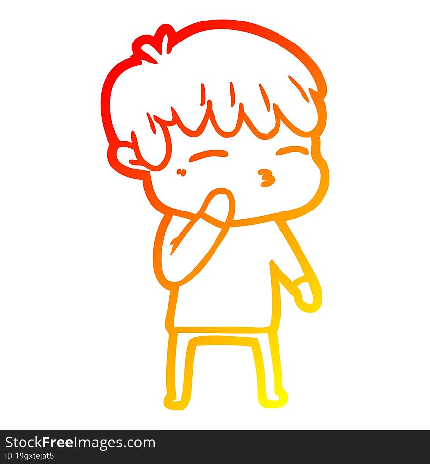 warm gradient line drawing cartoon curious boy