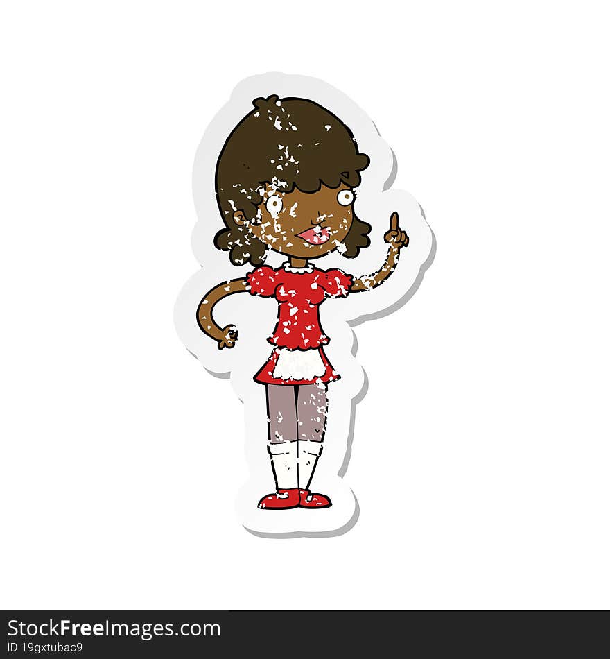 retro distressed sticker of a cartoon maid