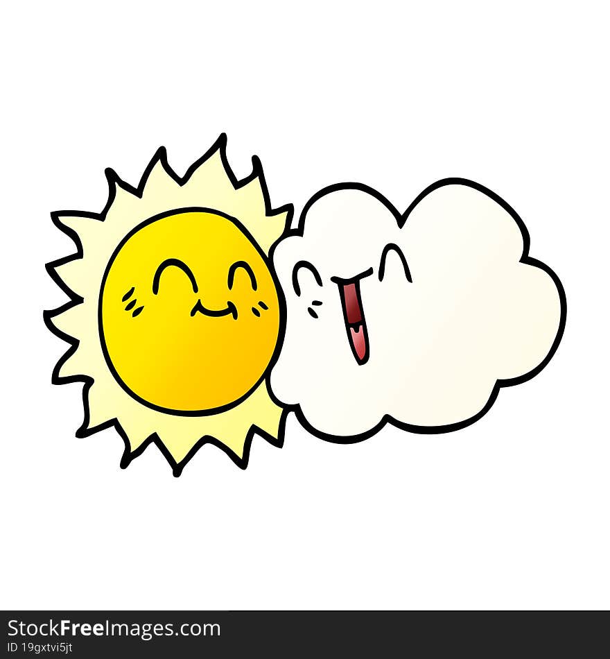 Cartoon Doodle Happy Sunshine And Cloud