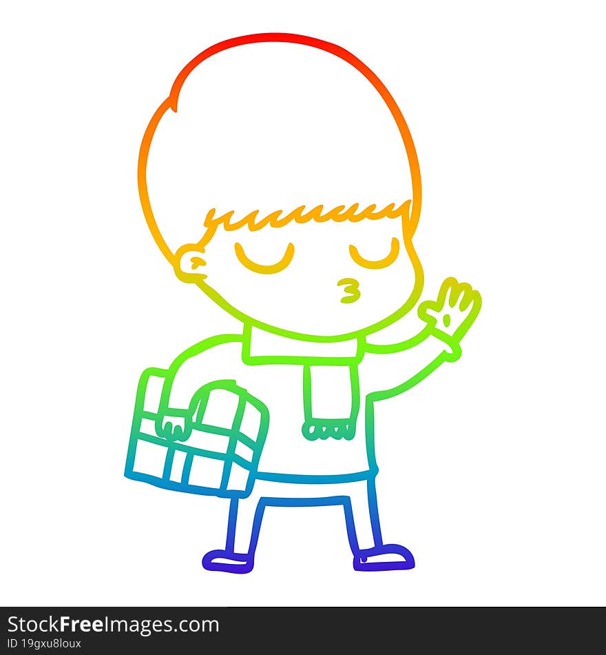 rainbow gradient line drawing cartoon calm boy