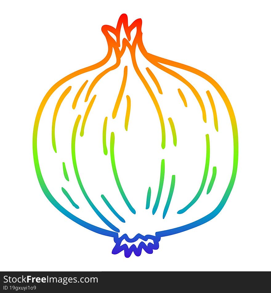 rainbow gradient line drawing of a cartoon onion