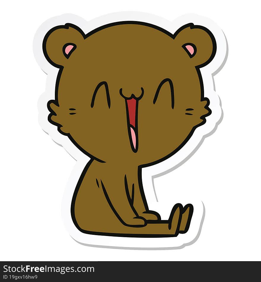 sticker of a happy bear cartoon