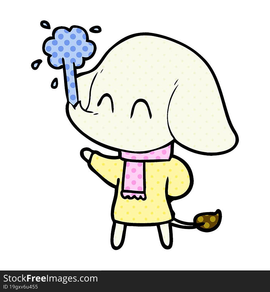 cute cartoon elephant spouting water. cute cartoon elephant spouting water