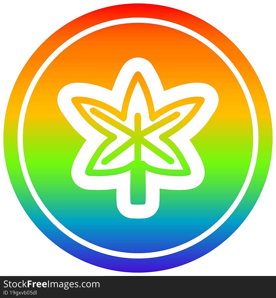 marijuana leaf circular in rainbow spectrum