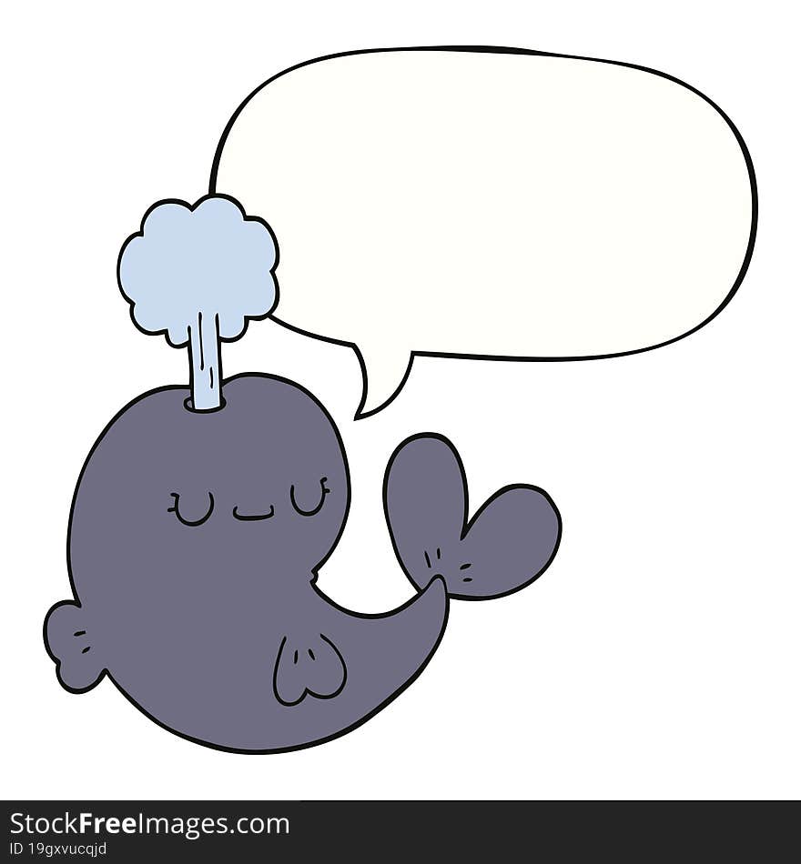 cute cartoon whale and speech bubble