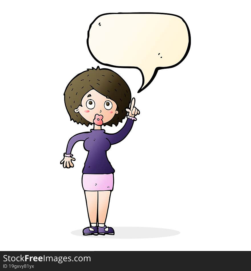 cartoon woman with idea with speech bubble