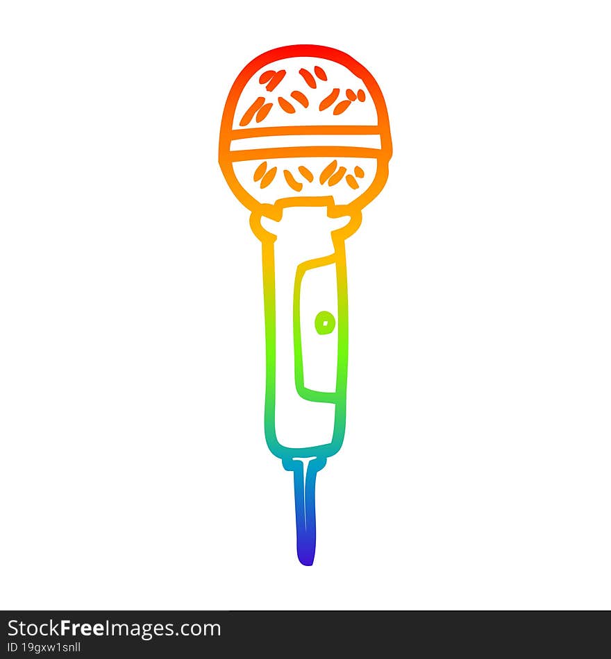 rainbow gradient line drawing cartoon microphone